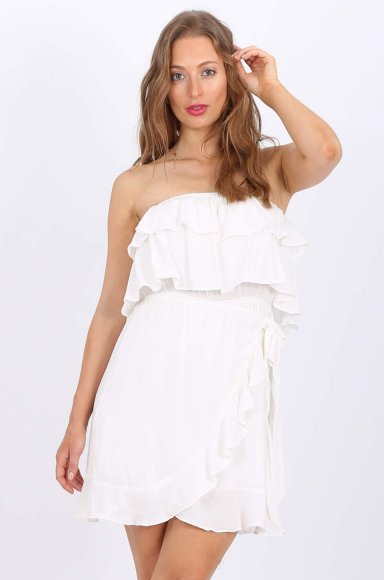 Isabelle Ruffle dress in white